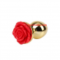 Preview: Gold colored Plug with a rose-shaped rhinestone,medium