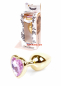 Preview: Gold colored Plug with a heart-shaped rhinestone,small