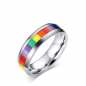 Preview: Pride Ring Polished Stainless Steel with Rainbow Colors