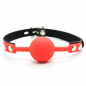 Preview: Red Silicone Ball Gag with black strap and padlock