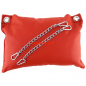 Preview: Leather cushion 23 x 32cm, red + chains