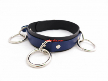 Lovely Thinkings - Locking Leather Slave Collar black/blue