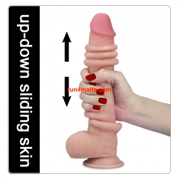 Lovetoy 9inch Sliding-Skin Dual Layer Dong, flesh