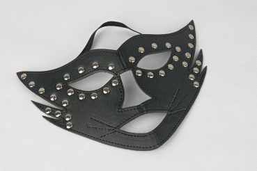 Cat Mask with rivets, black