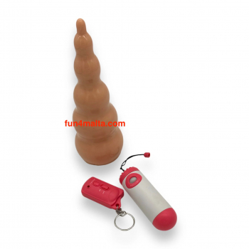 Cone Coma Mega Vibrating Buttplug, flesh - reachable & with remote control