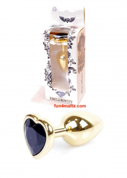 Gold colored Plug with a heart-shaped rhinestone,small