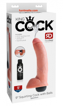 King Cock® 9" Squirting Cock with balls, flesh