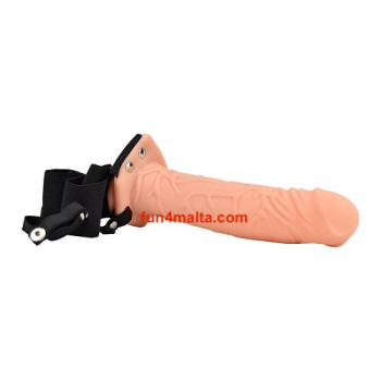 Loving Joy 8 Inch Hollow Strap On with vibration, flesh