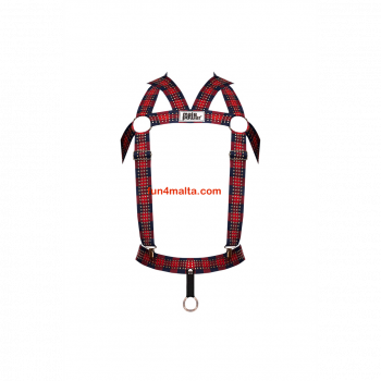 Male Power Elastic Harness with Studs, red