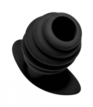 Silicone Ribbed Hollow Anal Plug - Large