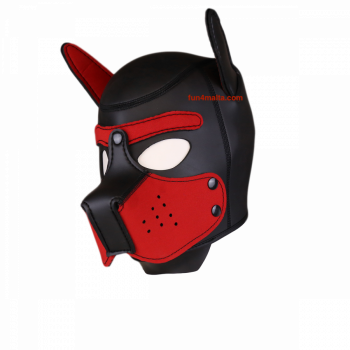 Neoprene Puppy Hood, black and red