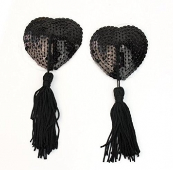 Heart shine nipples tassels / cover, black