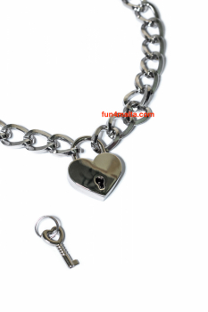 Party Hard - Embrace Metal Collar with heartshaped Padlock.