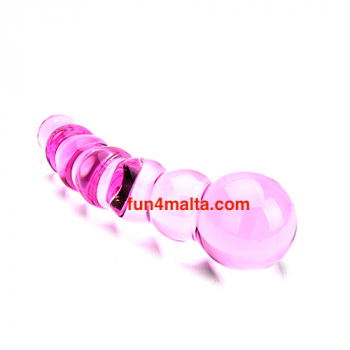 Spectrum Ribbed Glass Dildo,pink