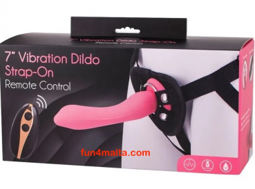 7 " Strap-On with Vibration Dildo and Remote Control, pink