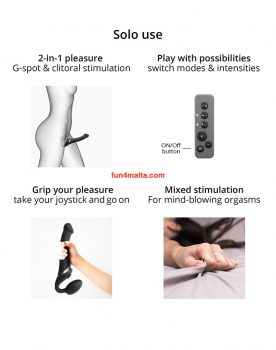 strap-on-me® - Multi Orgasm - Strap-On Vibrator with Licking Stimulator and Remote Controll - Size S, fuchsia