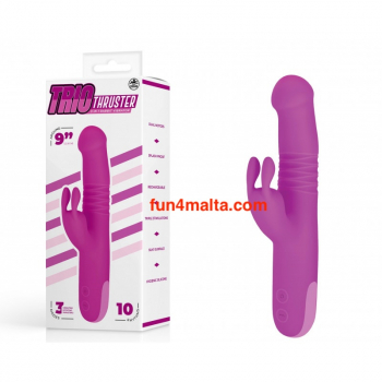 Trio Thruster 3 in 1 Rabbit Vibrator 9 inch, pink