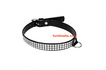 Vegan Crystal Collar 3 cm, black