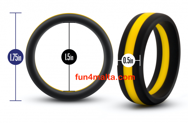 Performance Silicone Go Pro Cockring, black/yellow