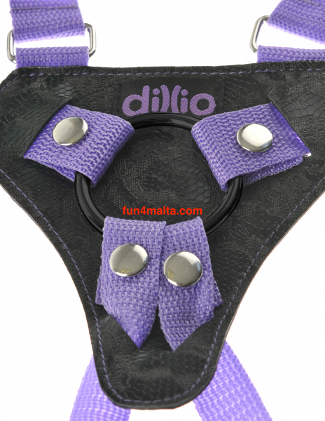 Pipedream Dillio 7 Inch Strap-On Suspender Harness Set, purple