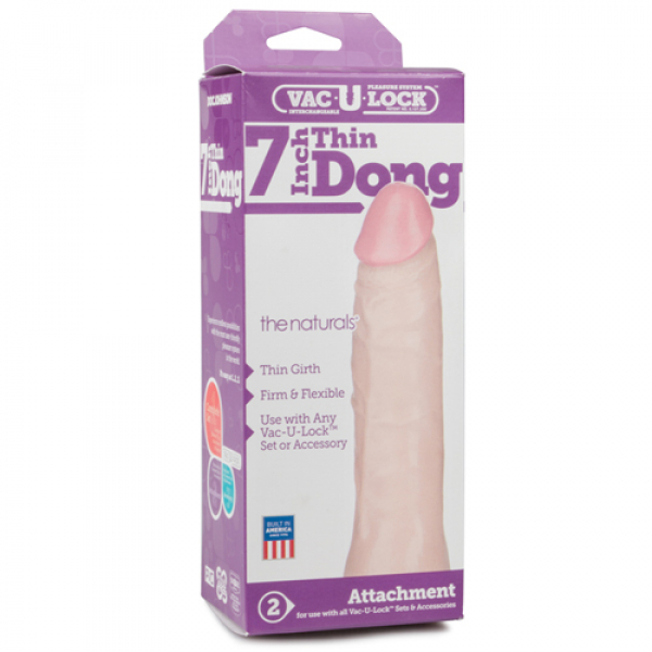 The Naturals® Vac-U-Lock Thin Dong - 7 inch dildo