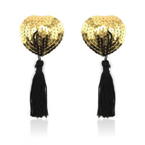 Heart shine nipples tassels / cover, gold