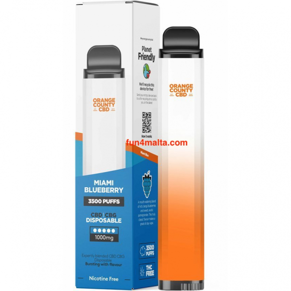 Orange County CBD Vape Pen Miami Blueberry - 600 mg. CBD + 400 mg. CBG