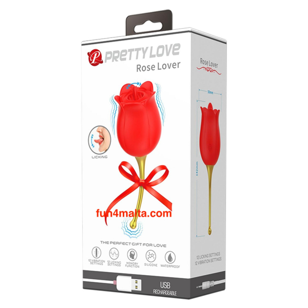 Pretty Love Rose Lover Rose Toy, 12 functions of licking & vibration - waterproof & rechargeable -