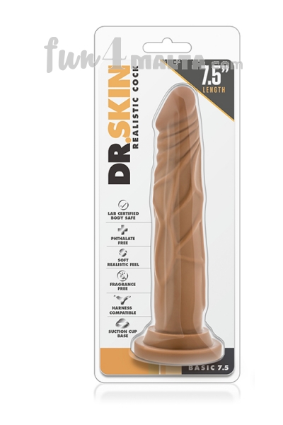 Dr. Skin Realistic 7,5 inch Dildo with Suction Cup, brown (mocha)