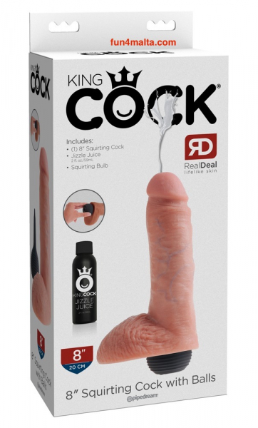 King Cock® 8" Squirting Cock with balls, flesh