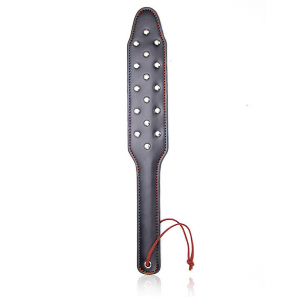 Long Leather Paddle black with studs.