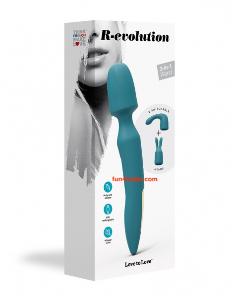 Love to Love - R-Evolution Wandmassager with 2 Attachments,teal me (blue)