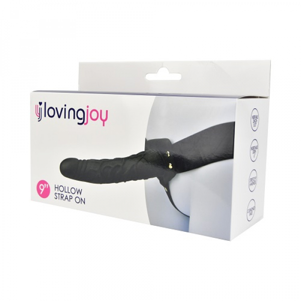 Loving Joy 9 Inch Hollow Strap On, black