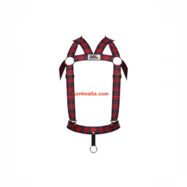 Male Power Elastic Harness with Studs, red