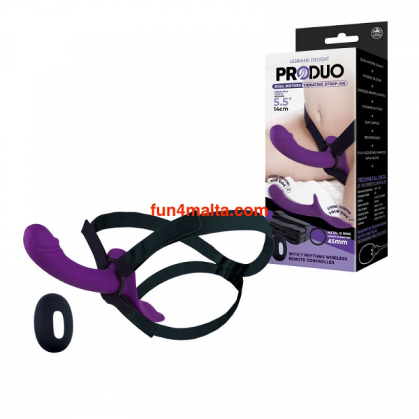 Lesbian Delight Pro Duo Dual Motors Vibrating Strap On,  purple