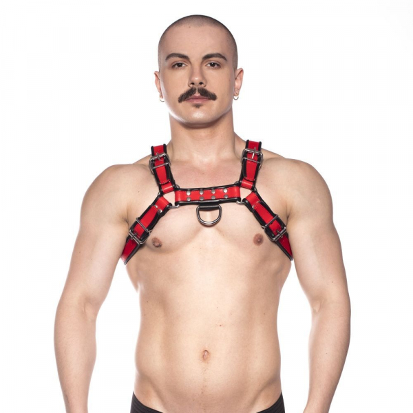 Red Prowler Leather Bodyharness, red - Size M/L