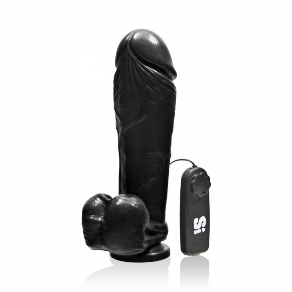 SI Ignite 10 inch Thick Cock with Balls and Suction Cup, black with Vibration