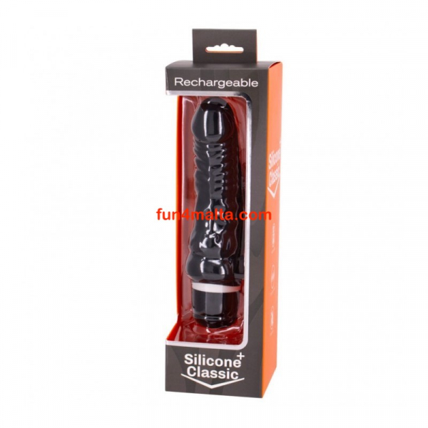 Classic Silicone Vibrator rechargeable,7",  black