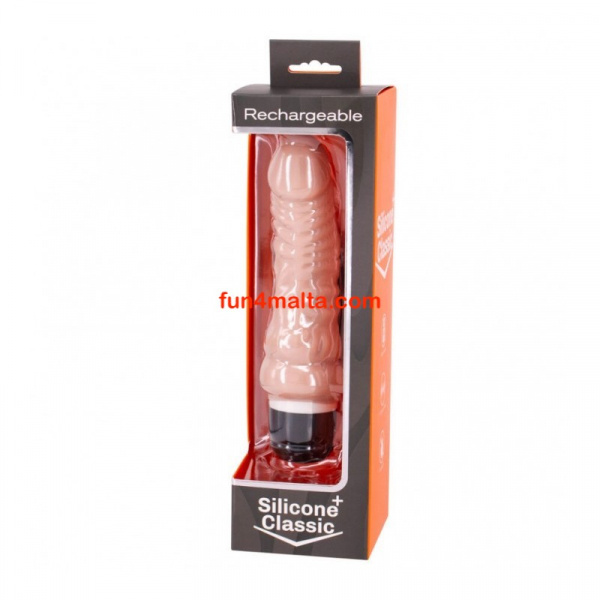 Classic Silicone Vibrator rechargeable, 7", flesh