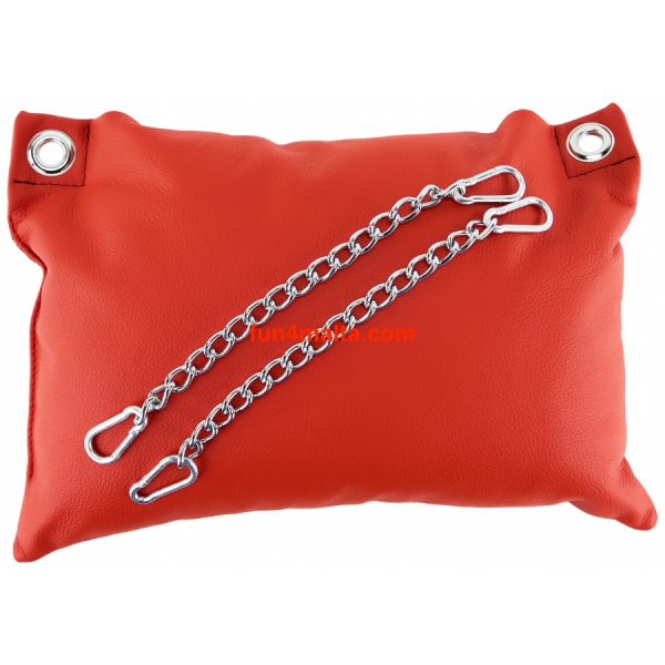 Leather cushion 23 x 32cm, red + chains