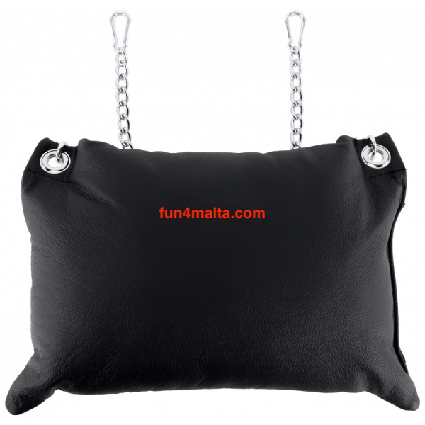 Leather cushion 23 x 32cm, black + chains