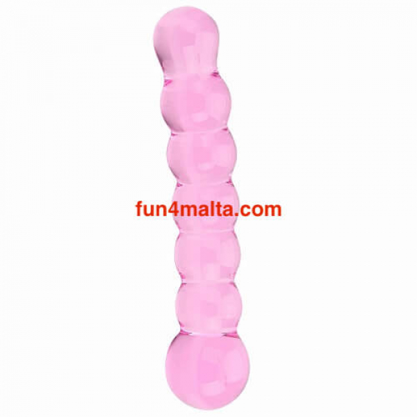 Spectrum Ribbed Glass Dildo,pink