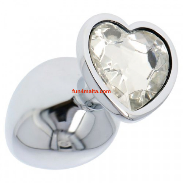 Stainless Steel Plug with a heart-shaped rhinestone,large