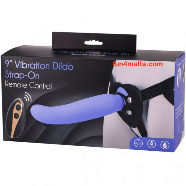 9 " Strap-On with Vibration Dildo and Remote Control, Purple