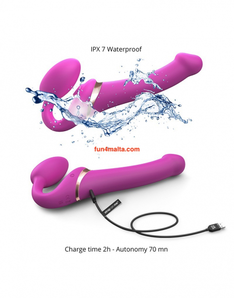 strap-on-me® - Multi Orgasm - Strap-On Vibrator with Licking Stimulator and Remote Controll - Size S, fuchsia