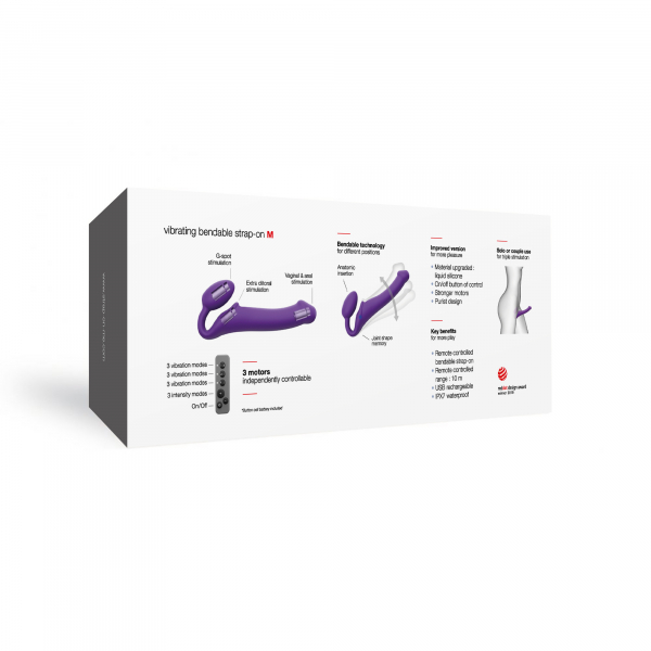 Strap-on-me: Vibrating Bendable Strap-On - Size M, purple