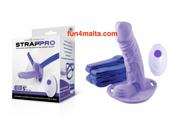 STRAPPRO Dual Motors Vibrating Strap-On for Lesbian Delight, purple