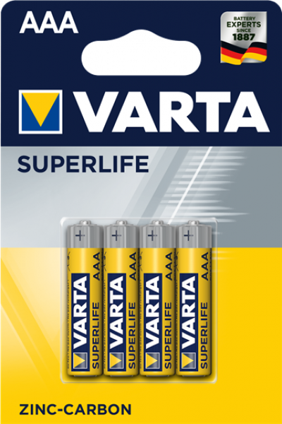 Varta Superlife AAA - 4 batteries blister pack. -Price Cut-