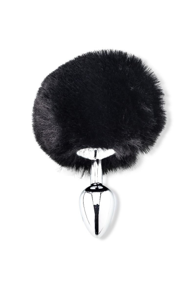 Fluffy Bunny Tail, black. -Price Cut-